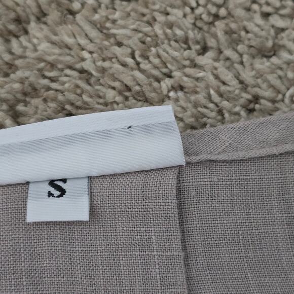 Bryan Walker Women’s Linen Flare Sleeve Blouse Taupe Sz S Minimalist Boho Resort - Picture 10 of 13